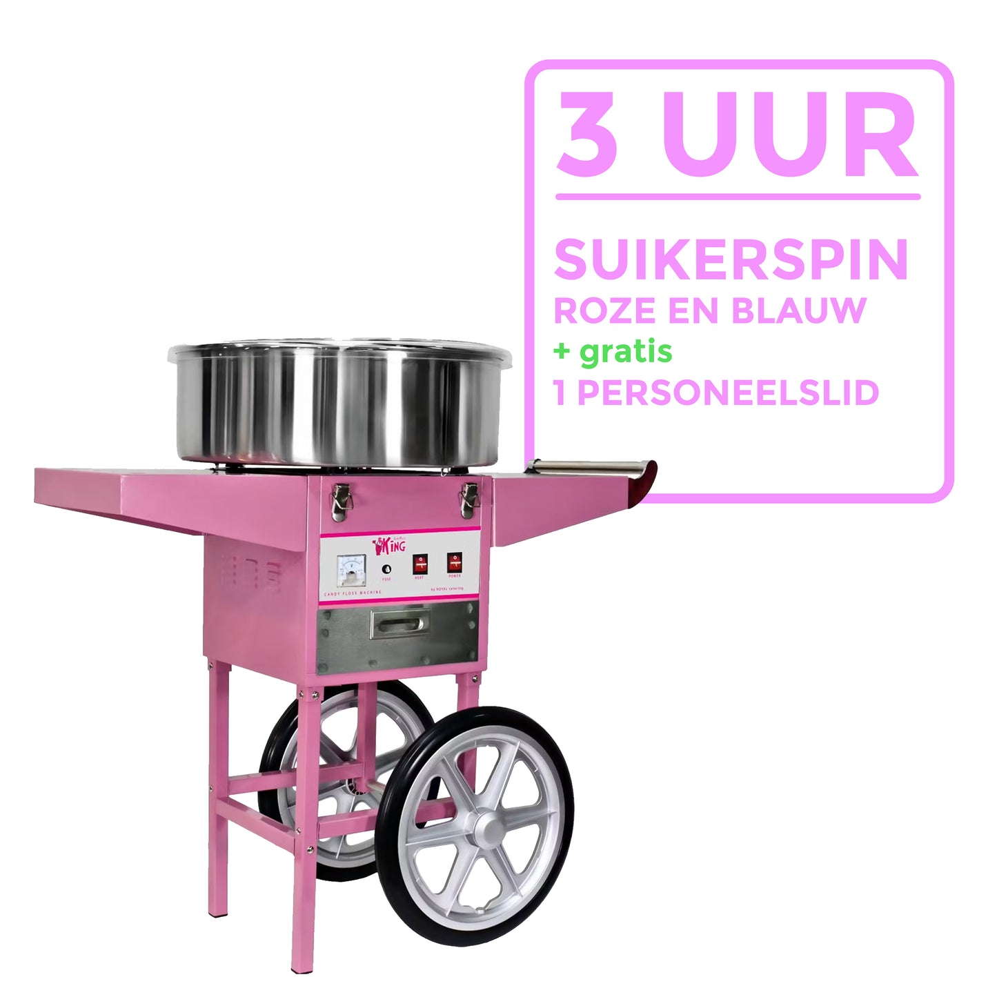 Boek een Suikerspin Machine voor 3 uur (incl. 1 personeelslid)