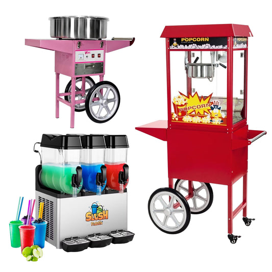 Boek de SUIKERSPIN + POPCORN + SLUSH kortingsbundel - Fun Party Rentals