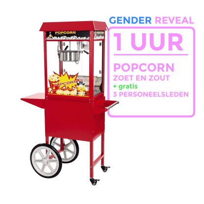 Boek een Popcorn Machine voor 1 uur + GENDER REVEAL (incl. 3 personeelsleden) - Fun Party Rentals