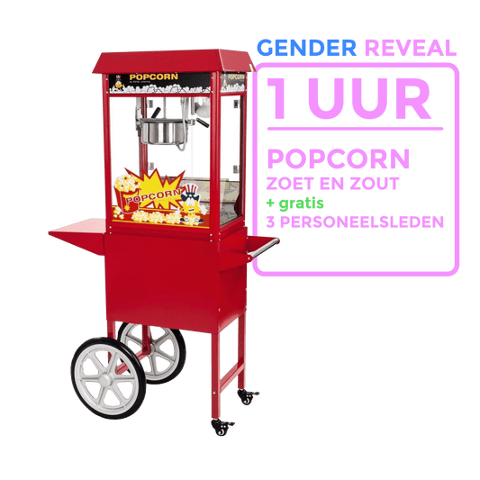 Boek een Popcorn Machine voor 1 uur + GENDER REVEAL (incl. 3 personeelsleden) - Fun Party Rentals