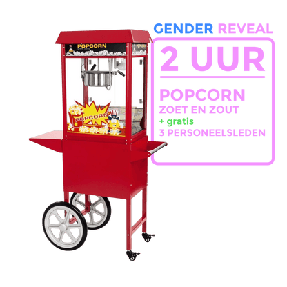 Boek een Popcorn Machine voor 2 uur + GENDER REVEAL (incl. 3 personeelsleden) - Fun Party Rentals