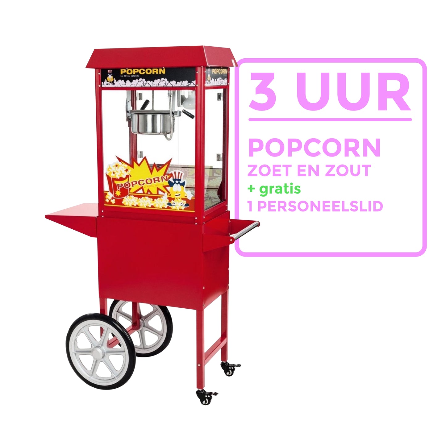 Boek een Popcorn Machine voor 3 uur (incl. 1 personeelslid)