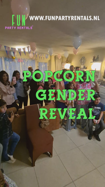 Boek een Popcorn Machine voor 1 uur + GENDER REVEAL (incl. 3 personeelsleden)