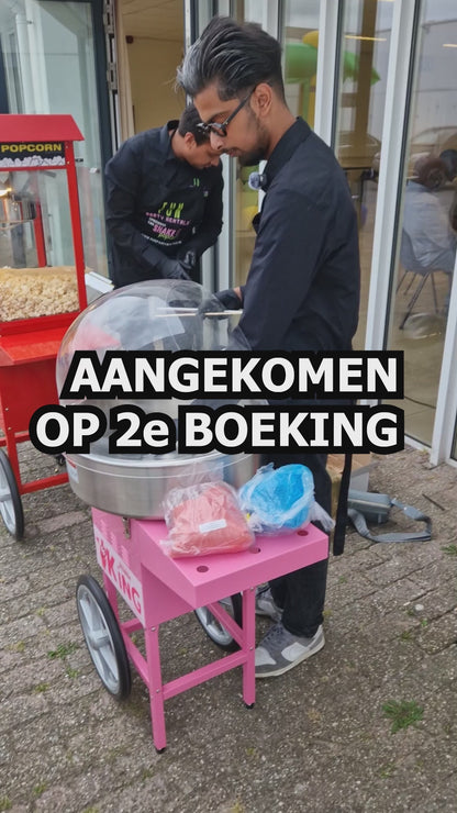 Boek de SUIKERSPIN + POPCORN kortingsbundel (3 uur) (incl. 2 personeelsleden)